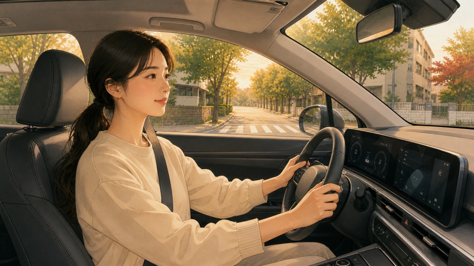 부산 여성 운전자 방문운전연수 일러스트